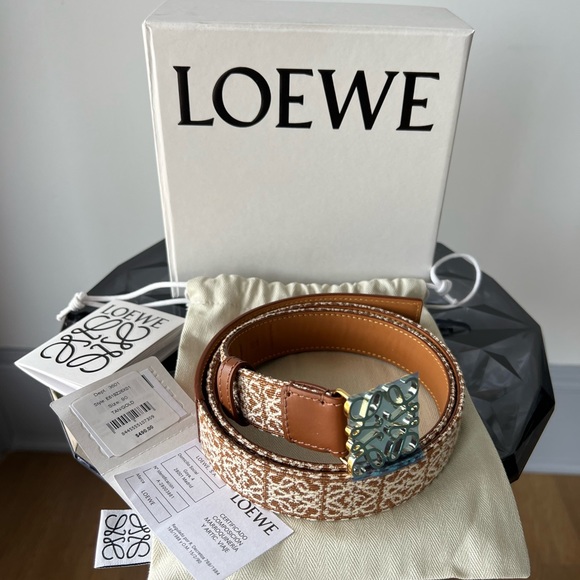 SOLD LOEWE Anagram Web Leather Buckle Belt - Picture 9 of 13